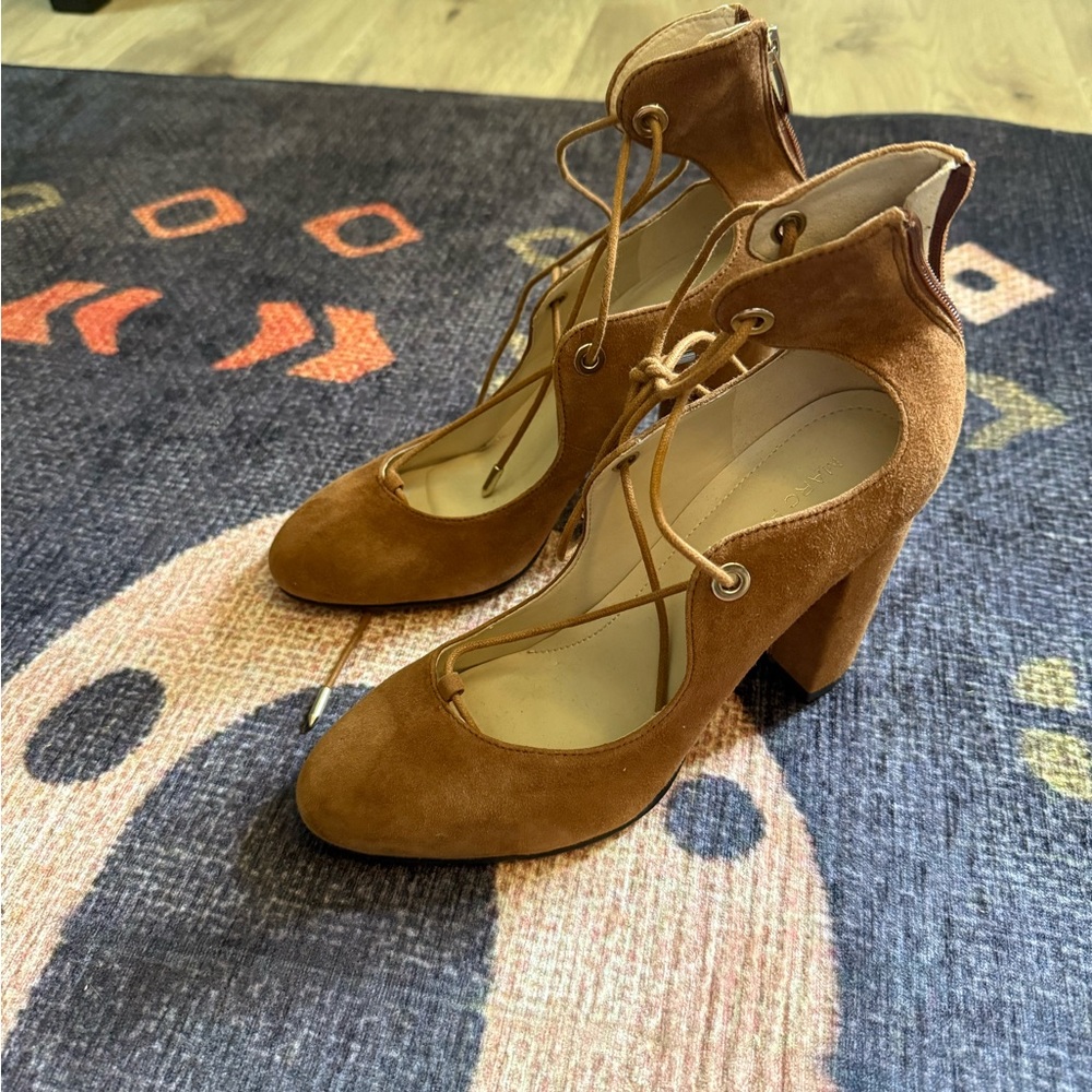 Marc Fisher Brown Suede Lace-Up Heels